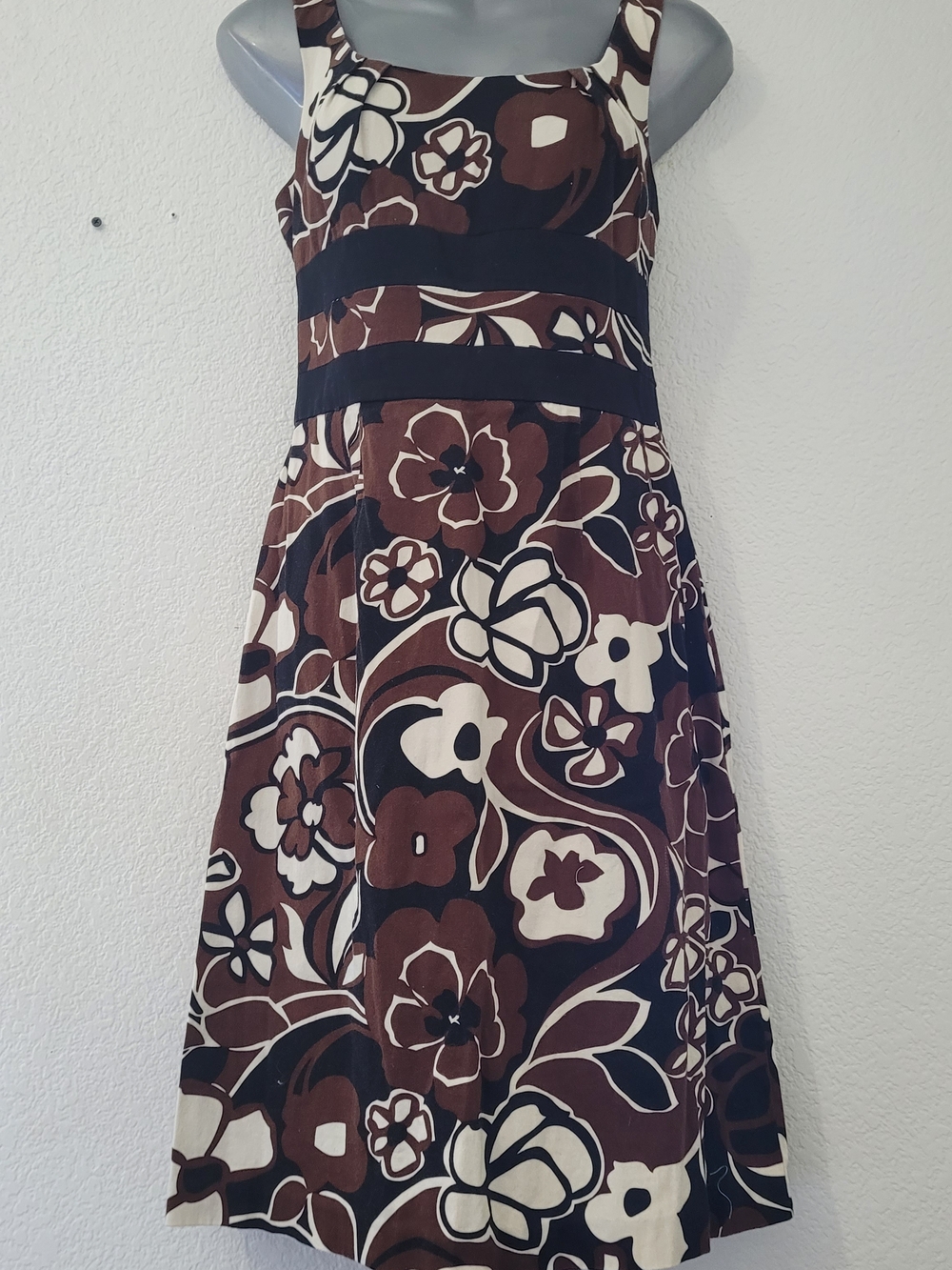 Donna Ricco Brown and Cream Floral Midi Dress